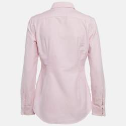 مملوكة مسبقًا قميص رالف لورين كم طويل قطن وردي مقاس صغير