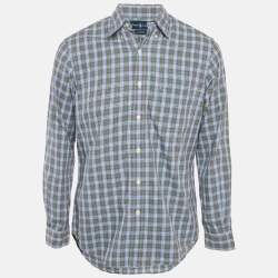 مملوكة مسبقًا قميص رالف لورين مقسم مقاس مخصص قطن مربعات متعددة الألوان مقاس متوسط