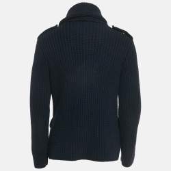 Pre Owned Ralph Lauren Blue Rib Knit Double Breasted Cardigan S