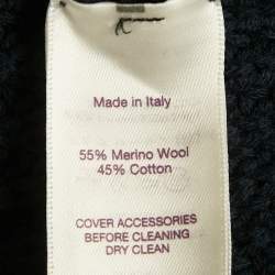 Pre Owned Ralph Lauren Blue Rib Knit Double Breasted Cardigan S