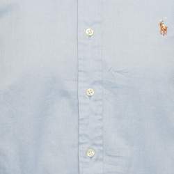 مملوكة مسبقًا قميص رالف لورين سليم فيت قطن أزرق مقاس كبير (لارج)