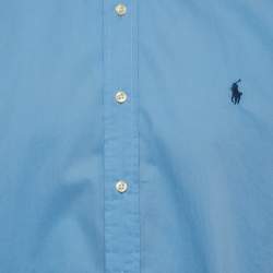مملوكة مسبقًا قميص رالف لورين سليم فيت قطن أزرق مقاس كبير (لارج)
