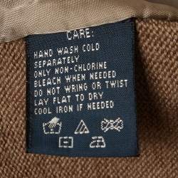 Pre Owned كاردیغان رالف لورين بني من جلد سويدي وحياكة كبير