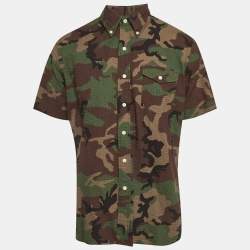 Pre Owned Ralph Lauren Multicolour Camouflage Print Cotton Seersucker Shirt L