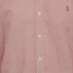 مملوكة مسبقًا قميص رالف لورين قطن وردي بأزرار من الأمام مقاس كبير جدا
