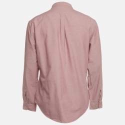 مملوكة مسبقًا قميص رالف لورين قطن وردي بأزرار من الأمام مقاس كبير جدا