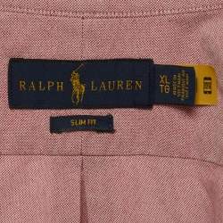 مملوكة مسبقًا قميص رالف لورين قطن وردي بأزرار من الأمام مقاس كبير جدا