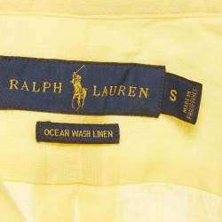 Pre Owned Ralph Lauren Yellow Linen Button Down Shirt M 