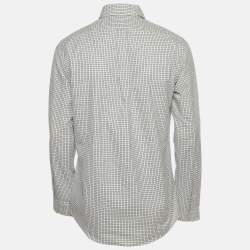 Pre Owned Ralph Lauren White Checked Cotton Custom Fit Button Down Shirt M