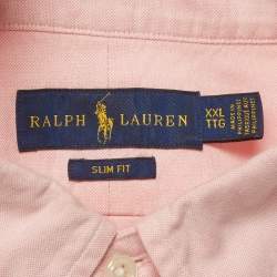Pre Owned Ralph Lauren Pink Logo Embroidered Cotton Slim Fit Shirt XXL