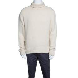 Pre Owned Ralph Lauren Cream Cashmere Turtle Neck Long Sleeve Sweater XL