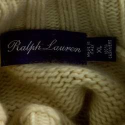 Pre Owned Ralph Lauren Cream Cashmere Turtle Neck Long Sleeve Sweater XL
