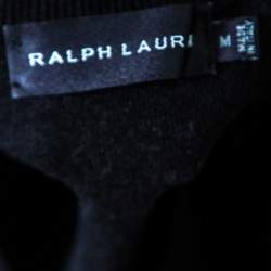 Pre Owned Ralph Lauren Charcoal Grey Merino Wool Leather Panel Detail Sweater M
