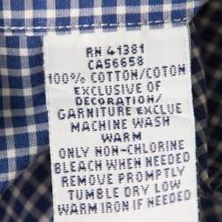 Pre Owned Ralph Lauren Blue Gingham Checked Cotton Logo Embroidered Long Sleeve Shirt XXL