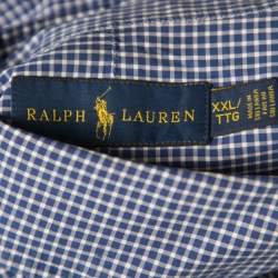 Pre Owned Ralph Lauren Blue Gingham Checked Cotton Logo Embroidered Long Sleeve Shirt XXL
