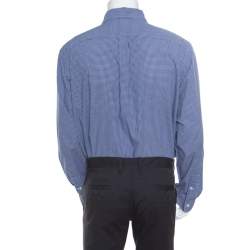 Pre Owned Ralph Lauren Blue Gingham Checked Cotton Logo Embroidered Long Sleeve Shirt XXL
