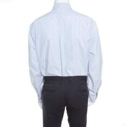 Pre Owned Ralph Lauren Sky Blue Striped Cotton Classic Fit Oxford Shirt XL