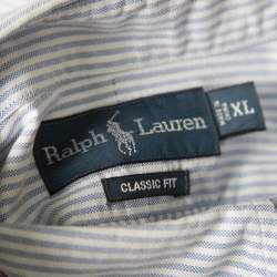 Pre Owned Ralph Lauren Sky Blue Striped Cotton Classic Fit Oxford Shirt XL