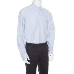 Pre Owned Ralph Lauren Sky Blue Striped Cotton Classic Fit Oxford Shirt XL