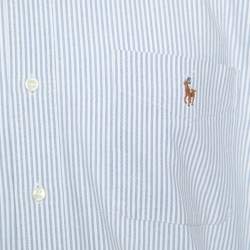 Pre Owned Ralph Lauren Sky Blue Striped Cotton Classic Fit Oxford Shirt XL