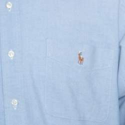 Pre Owned Ralph Lauren Light Blue Cotton Logo Embroidered Classic Fit Oxford Shirt XL