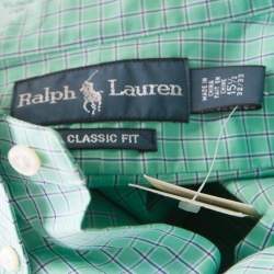 Ralph Lauren Green and Blue Checked Cotton Classic Button Down Shirt M