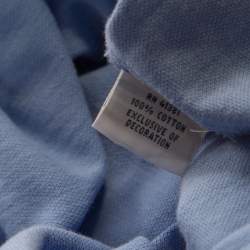 Pre Owned Ralph Lauren Featherweight Mesh Cabana Blue Cotton Pique Knit Long Sleeve Shirt S