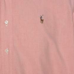 Pre Owned Ralph Lauren Peach Pink Cotton Logo Embroidered Classic Fit Shirt XL 