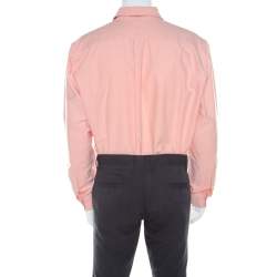 Pre Owned Ralph Lauren Peach Pink Cotton Logo Embroidered Classic Fit Shirt XL 
