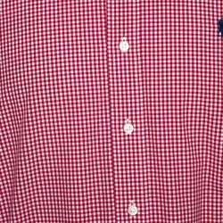 Pre Owned Ralph Lauren Red Checked Cotton Button Front Shirt L