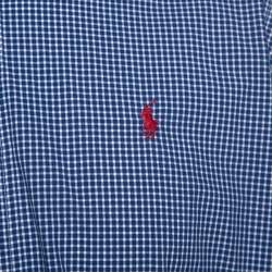 قميص رالف لوران مربعات أزرار أمامية قطن أزرق L