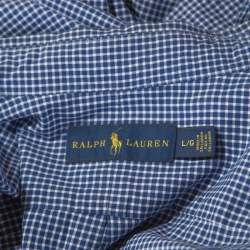 Pre Owned Ralph Lauren Blue Checked Cotton Button Down Collar Shirt L