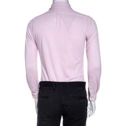Pre Owned Ralph Lauren Pink Cotton Knit Slim Fit Oxford Shirt S