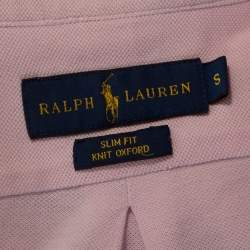 Pre Owned Ralph Lauren Pink Cotton Knit Slim Fit Oxford Shirt S