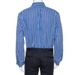 Pre Owned Ralph Lauren Blue Striped Cotton Custom Fit Shirt XL 