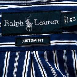 Pre Owned Ralph Lauren Blue Striped Cotton Custom Fit Shirt XL 