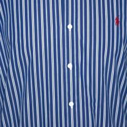 Pre Owned Ralph Lauren Blue Striped Cotton Custom Fit Shirt XL 