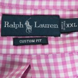 Pre Owned Ralph Lauren Pink Gingham Check Cotton Custom Fit Shirt XXL