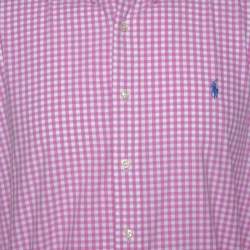 Pre Owned Ralph Lauren Pink Gingham Check Cotton Custom Fit Shirt XXL