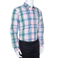 Pre Owned Ralph Lauren Multicolor Madras Check Cotton Custom Fit Shirt XL