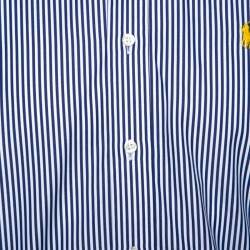 Pre Owned Ralph Lauren Blue & White Striped Cotton Button Down Shirt M