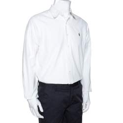 Pre Owned Ralph Lauren White Cotton Button Down Custom Fit Shirt L 
