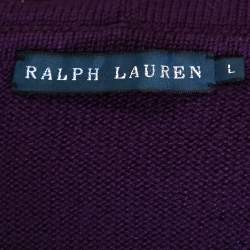 Pre Owned Ralph Lauren Purple Merino Wool Hooded & Fitted Sweater L