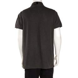 مملوكة مسبقًا تي شيرت بولو رالف لورين تفاصيل شعار معدن بيك قطن رمادي شاركول  XL