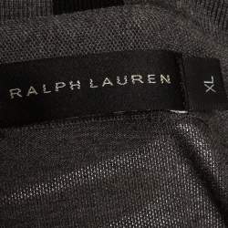 مملوكة مسبقًا تي شيرت بولو رالف لورين تفاصيل شعار معدن بيك قطن رمادي شاركول  XL