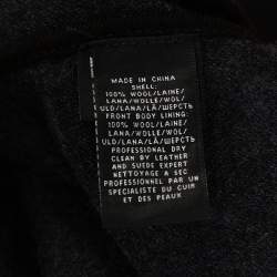 Pre Owned Ralph Lauren Grey Herringbone Wool Zip Front Jacket M