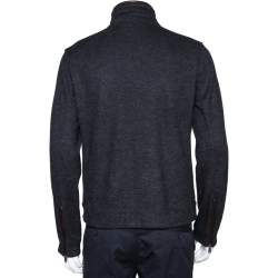 Pre Owned Ralph Lauren Grey Herringbone Wool Zip Front Jacket M