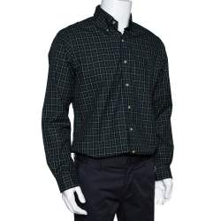 Pre Owned Ralph Lauren Green Checked Cotton Custom Fit Shirt M