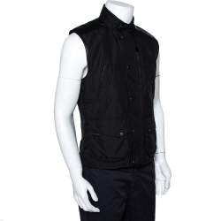 Pre Owned Ralph Lauren Black Leather Trim Vest Jacket M