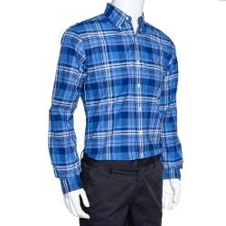 Pre Owned Ralph Lauren Blue Plaid Checked Stretch Oxford Slim Fit Shirt M